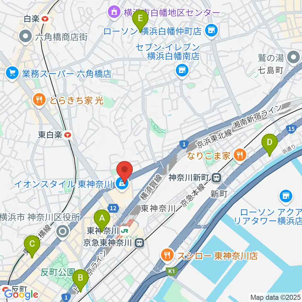 横浜市神奈川公会堂周辺のホテル一覧地図