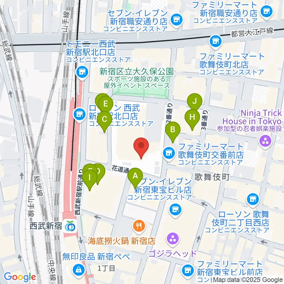 ちんだみ三線店 新宿店周辺のホテル一覧地図