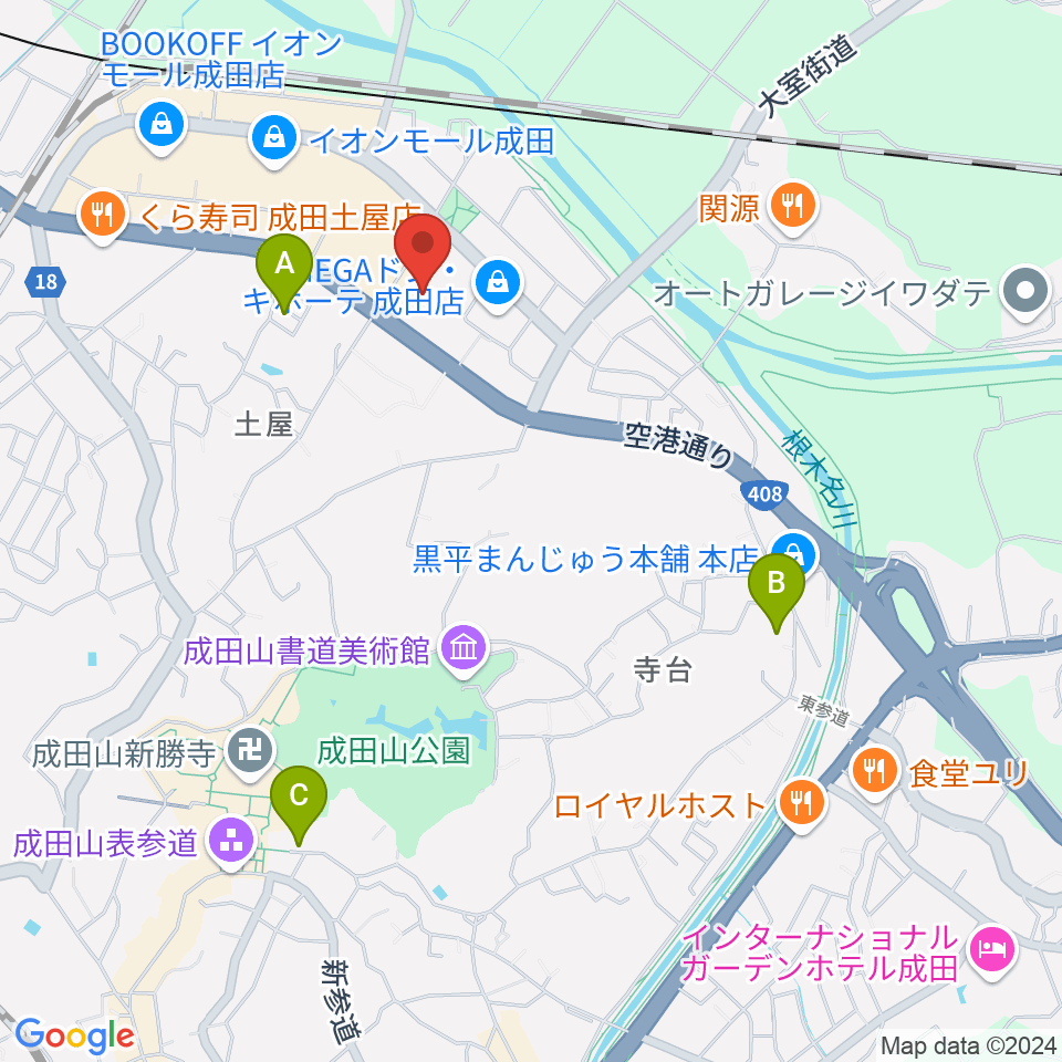 成田HUMAXシネマズ周辺のホテル一覧地図