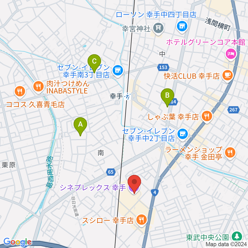 シネプレックス幸手周辺のホテル一覧地図