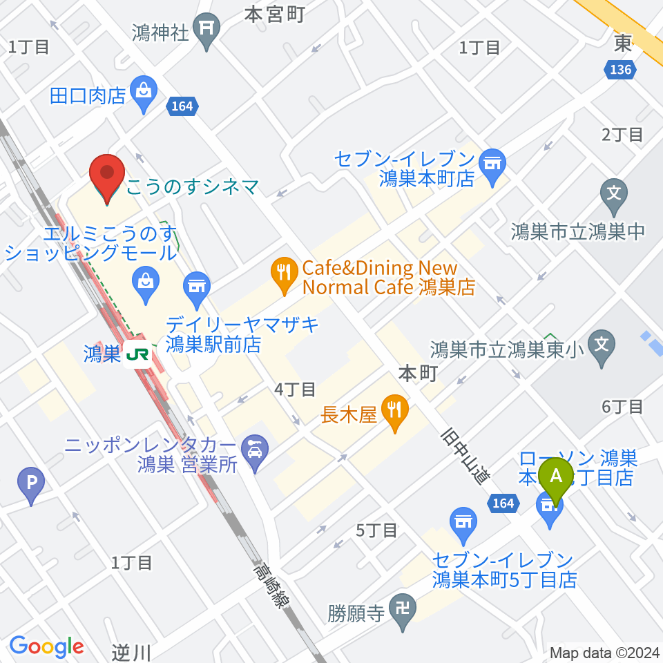 こうのすシネマ周辺のホテル一覧地図