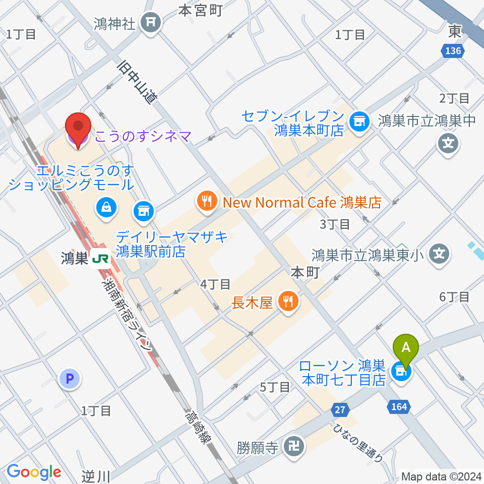 こうのすシネマ周辺のホテル一覧地図