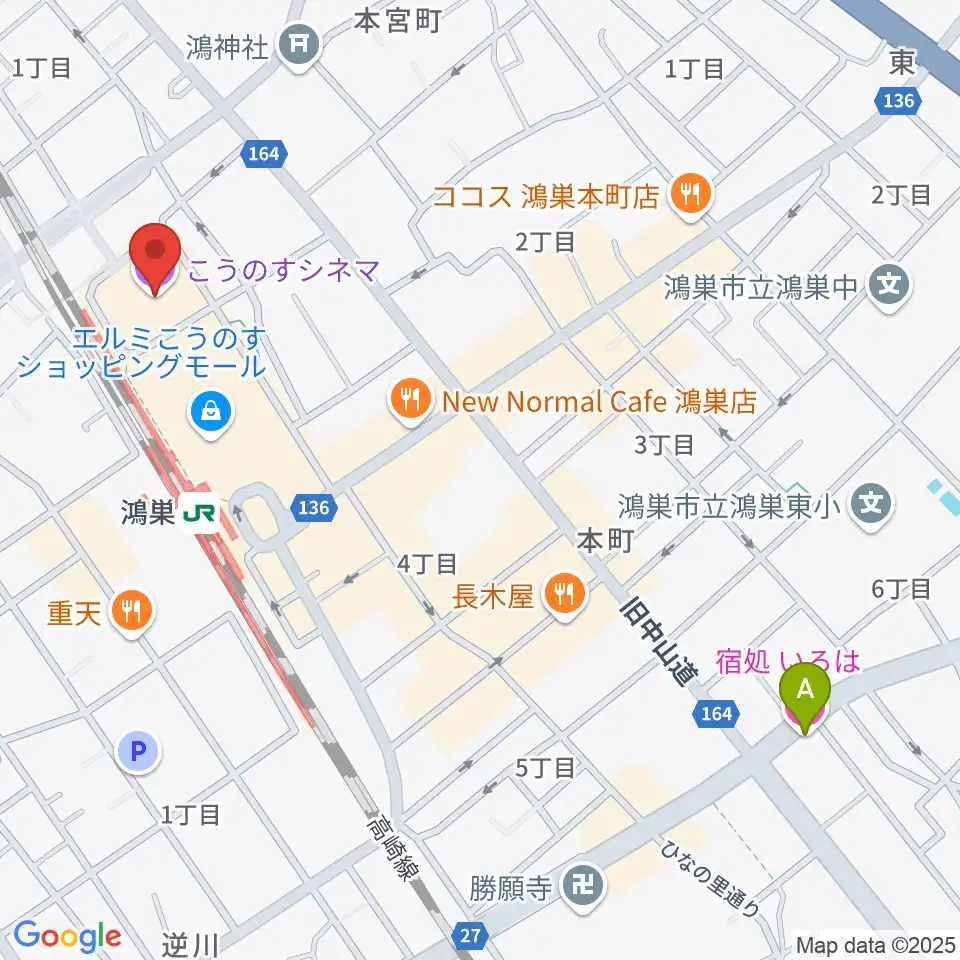 こうのすシネマ周辺のホテル一覧地図