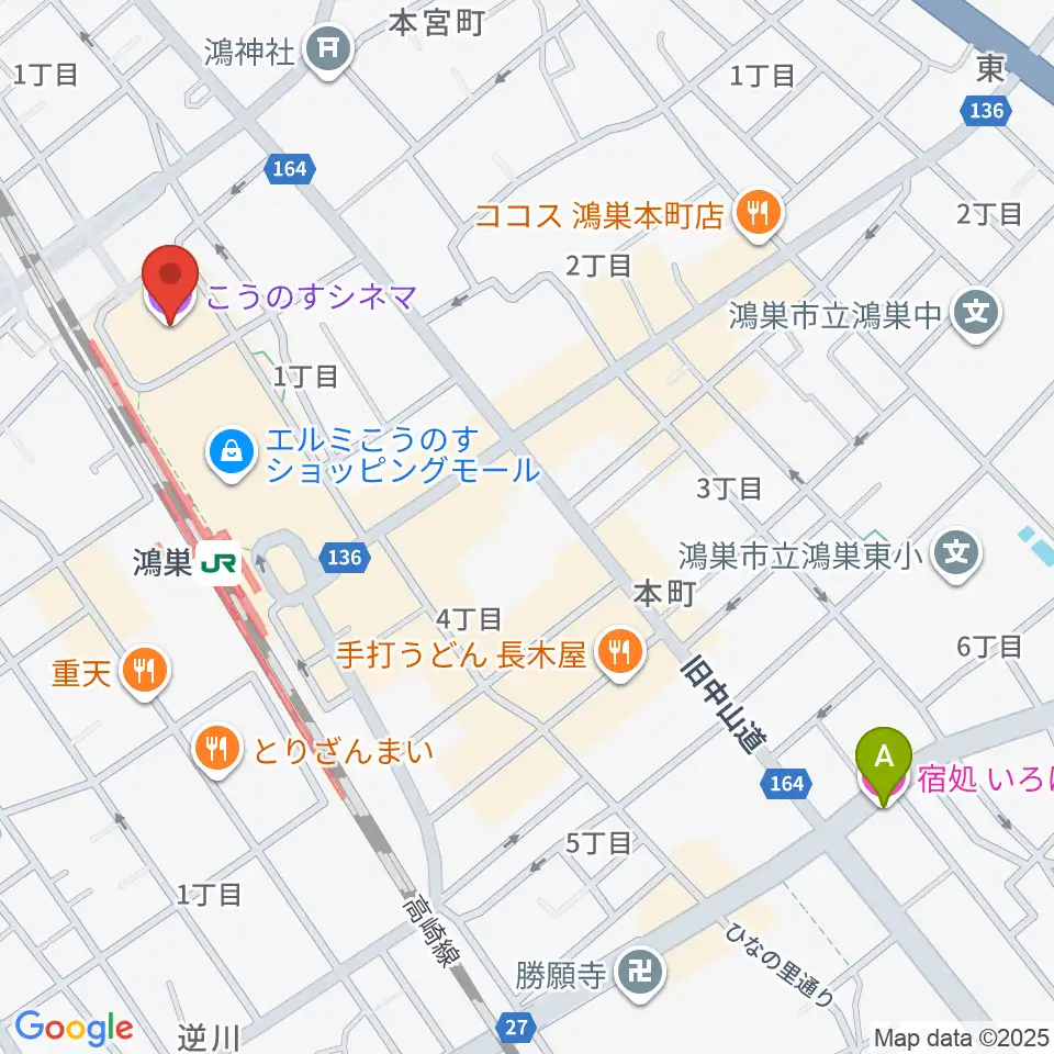 こうのすシネマ周辺のホテル一覧地図
