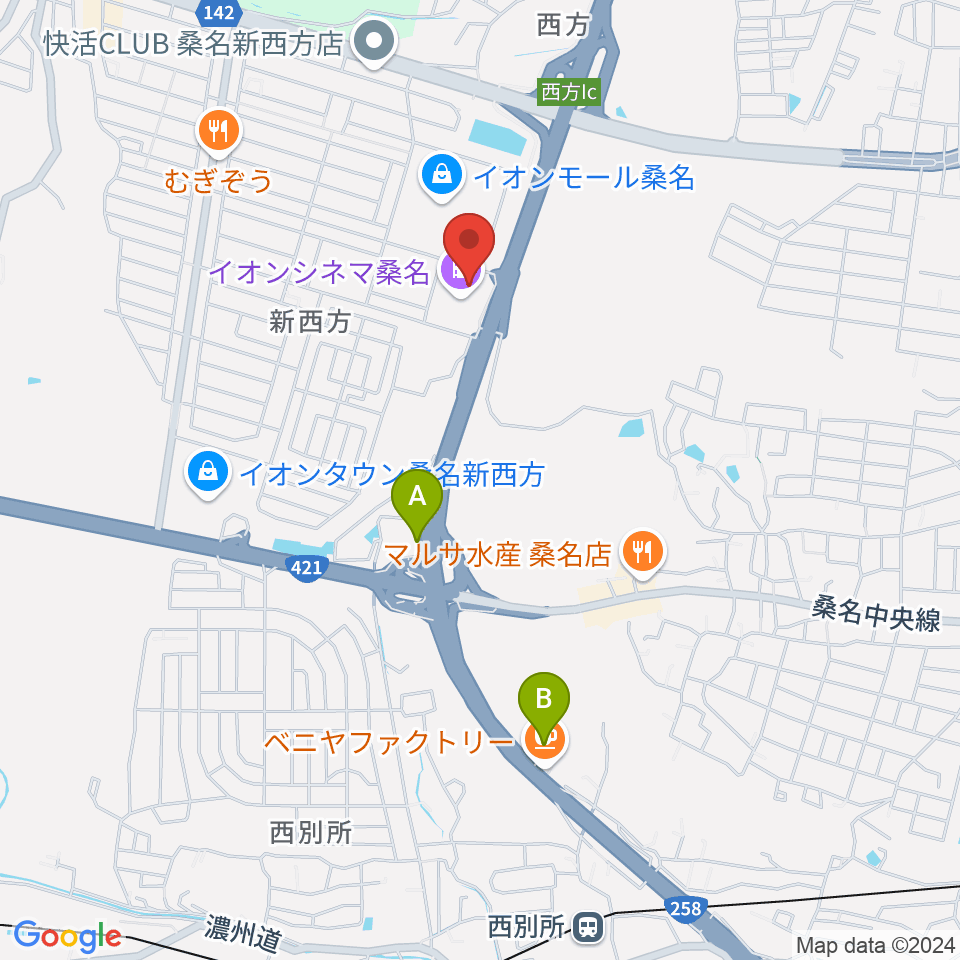 イオンシネマ桑名周辺のホテル一覧地図