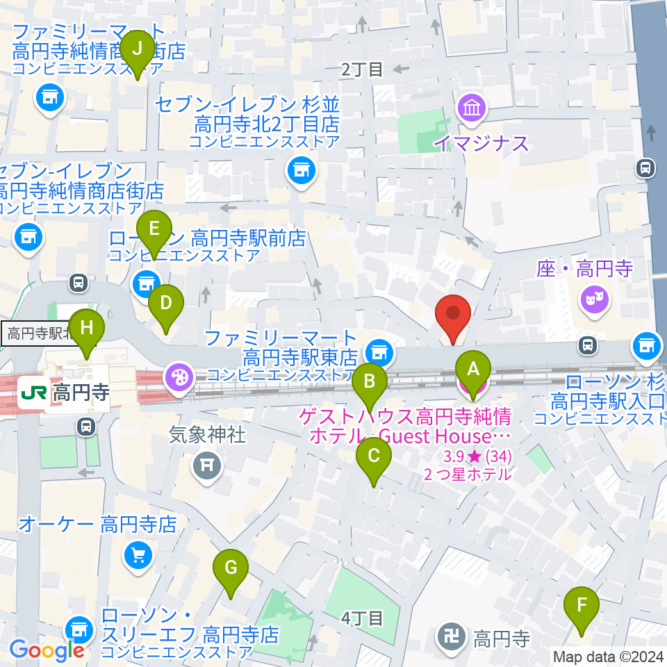 P.I.G.スタジオ周辺のホテル一覧地図