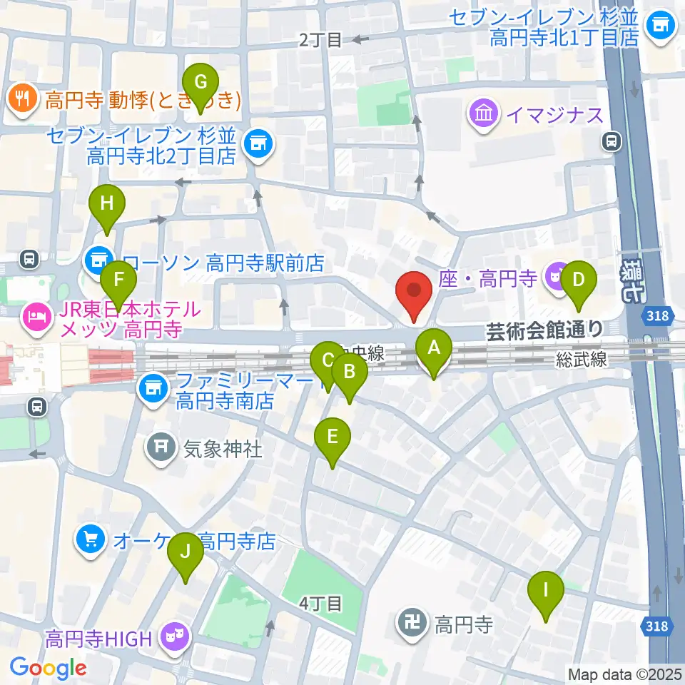 P.I.G.スタジオ周辺のホテル一覧地図