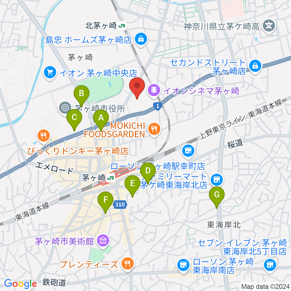 イオンシネマ茅ヶ崎周辺のホテル一覧地図