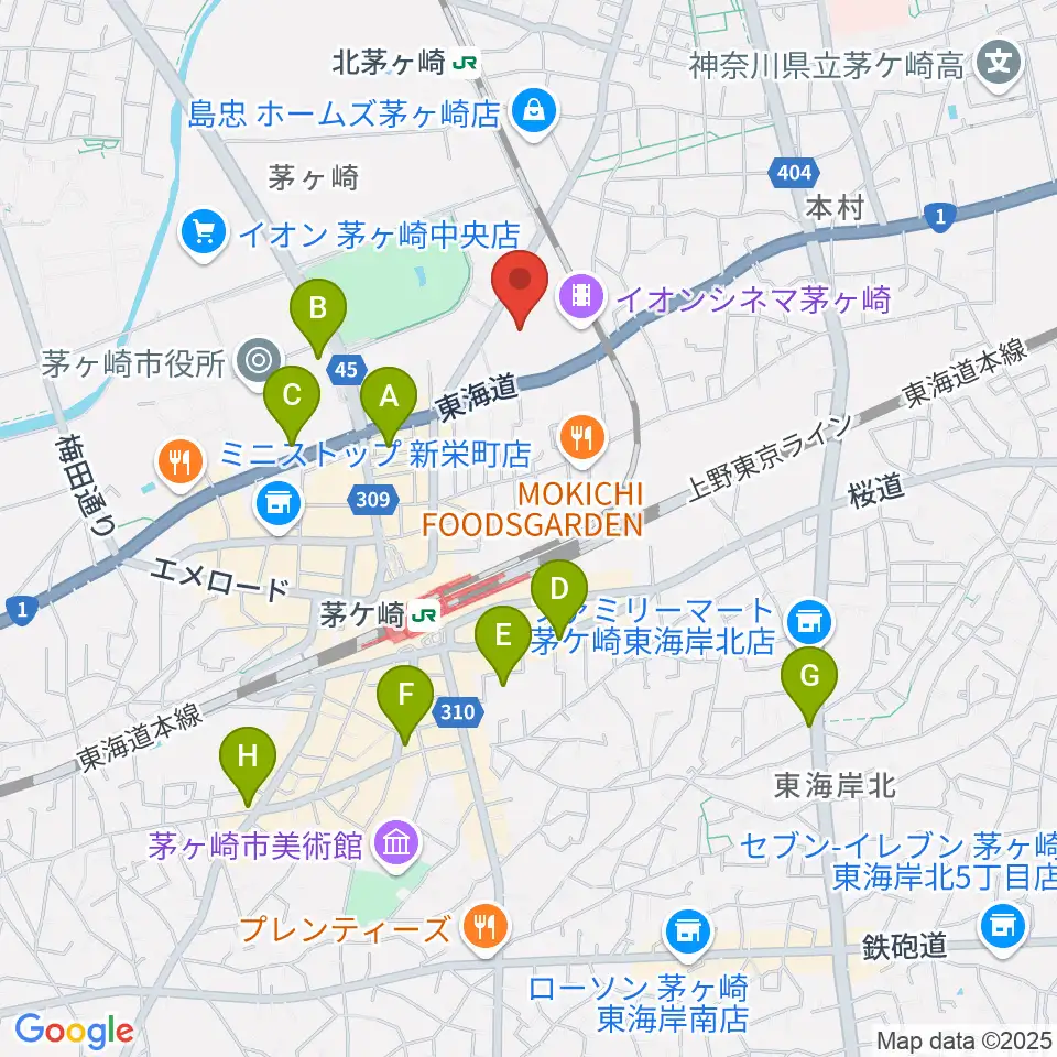 イオンシネマ茅ヶ崎周辺のホテル一覧地図