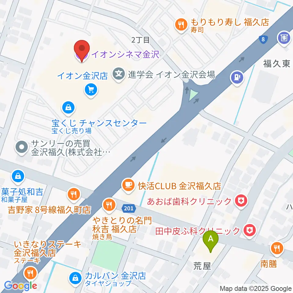 イオンシネマ金沢周辺のホテル一覧地図
