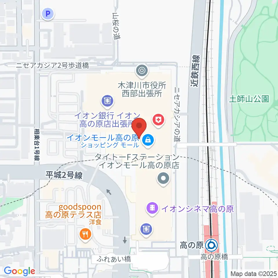 イオンシネマ高の原周辺のホテル一覧地図