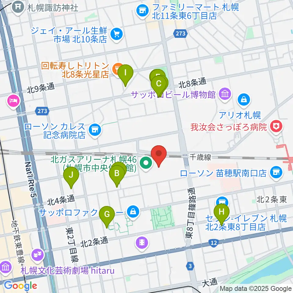 北ガスアリーナ札幌46周辺のホテル一覧地図