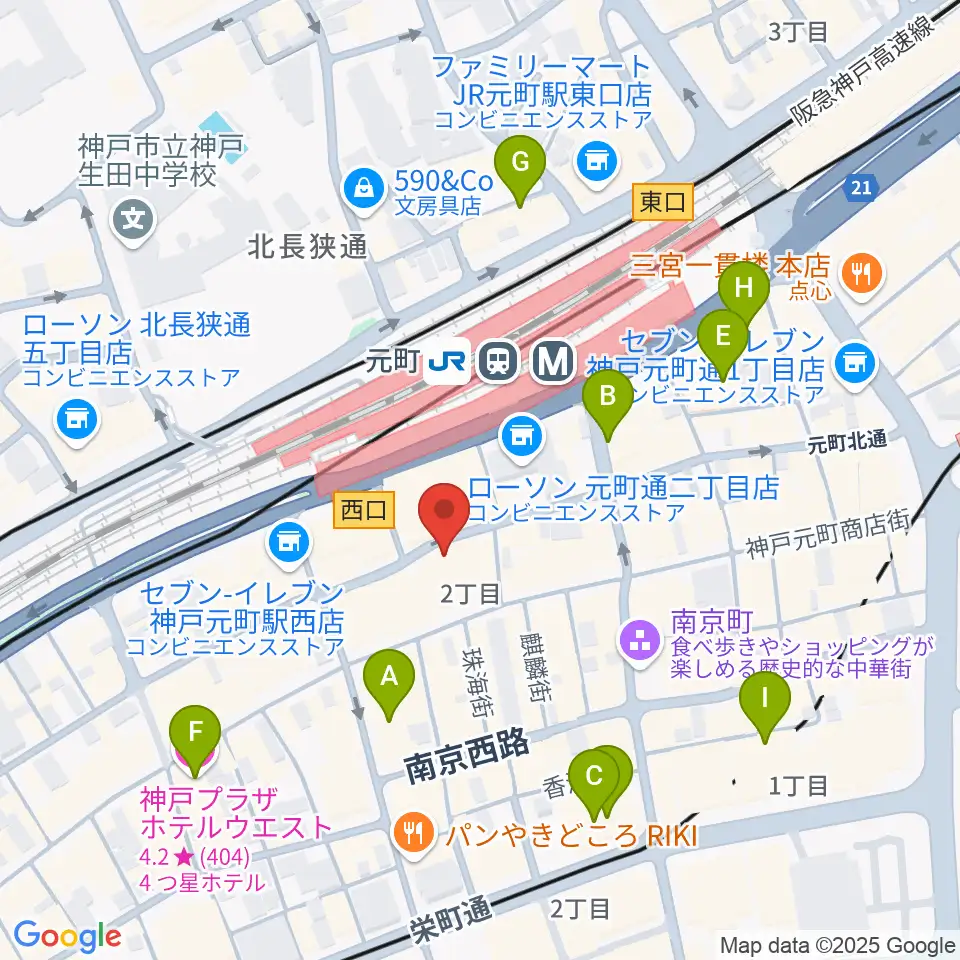 ベースオントップ神戸元町店周辺のホテル一覧地図
