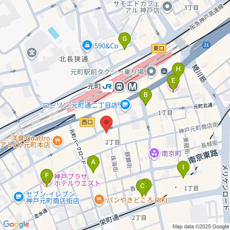 ベースオントップ神戸元町店周辺のホテル一覧地図