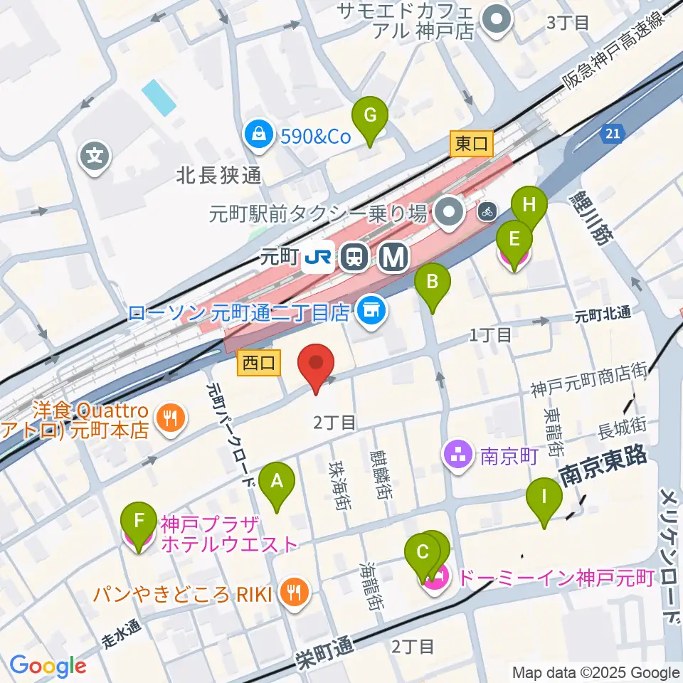 ベースオントップ神戸元町店周辺のホテル一覧地図