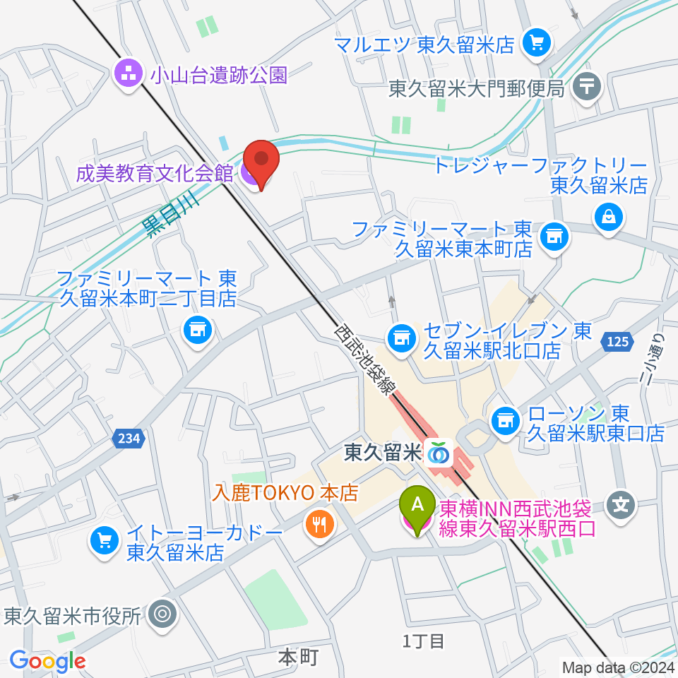 TOKYO854くるめラ周辺のホテル一覧地図