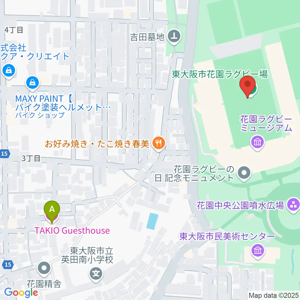 東大阪市花園ラグビー場周辺のホテル一覧地図