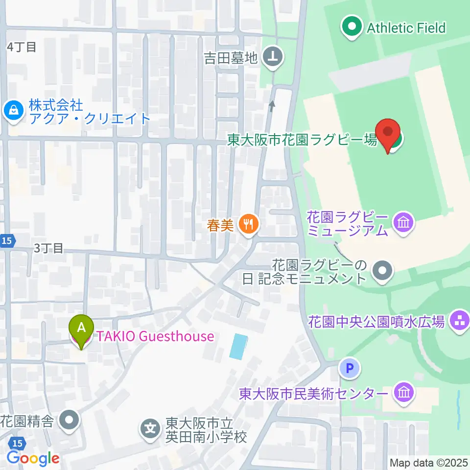 東大阪市花園ラグビー場周辺のホテル一覧地図