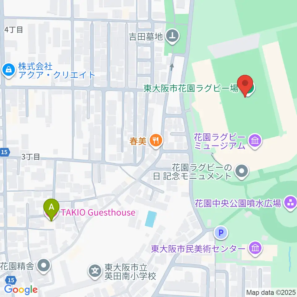 東大阪市花園ラグビー場周辺のホテル一覧地図