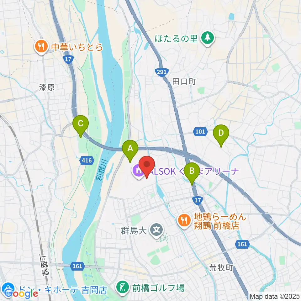 ALSOKぐんま武道館周辺のホテル一覧地図