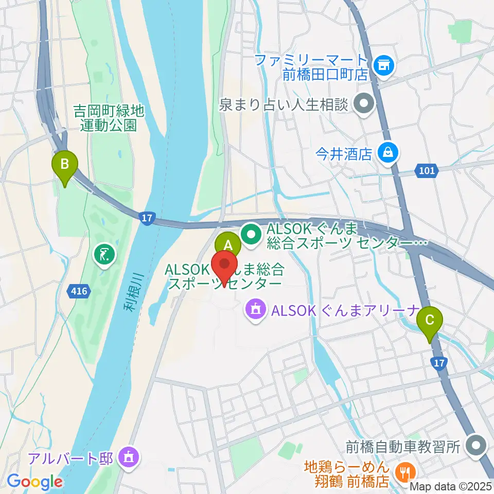 ALSOKぐんまアイスアリーナ周辺のホテル一覧地図