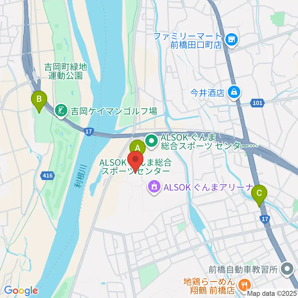 ALSOKぐんまアイスアリーナ周辺のホテル一覧地図