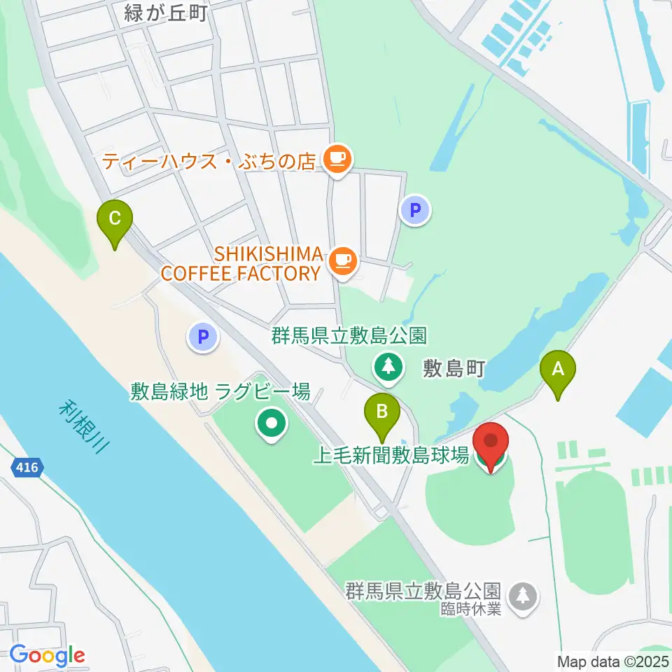 上毛新聞敷島球場周辺のホテル一覧地図