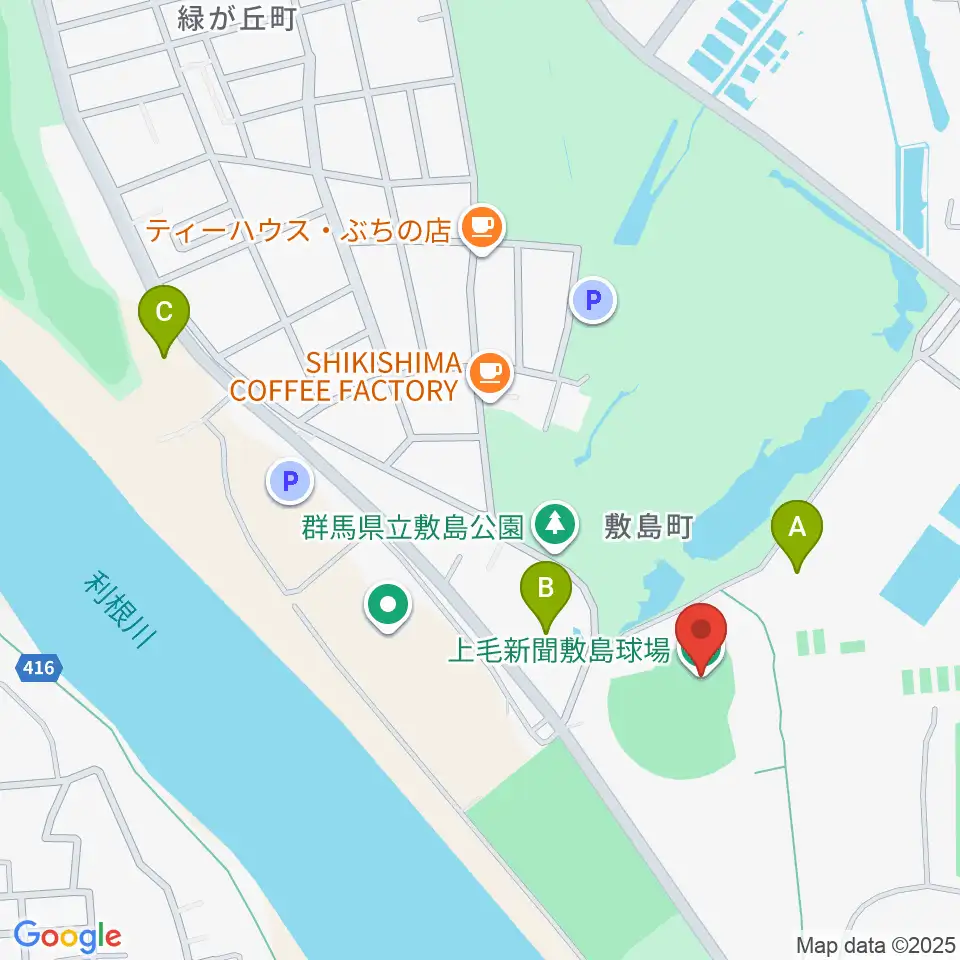 上毛新聞敷島球場周辺のホテル一覧地図