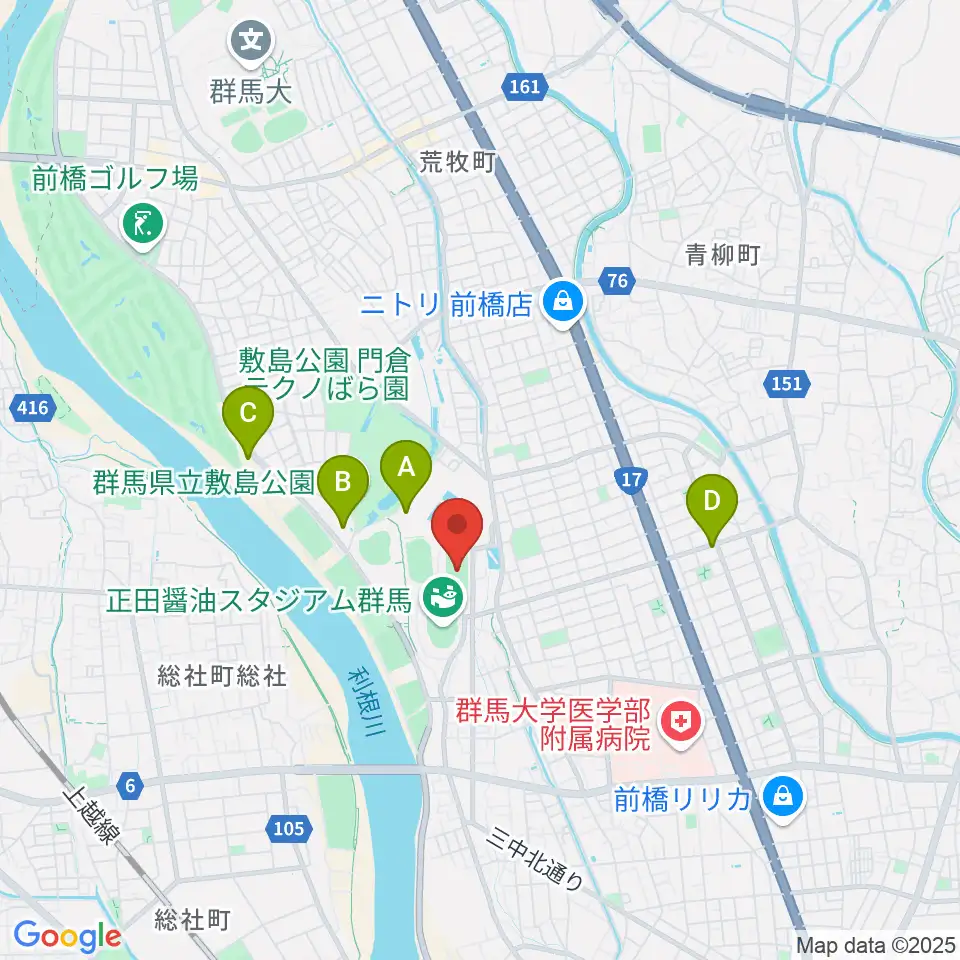 アースケア敷島サッカー・ラグビー場周辺のホテル一覧地図