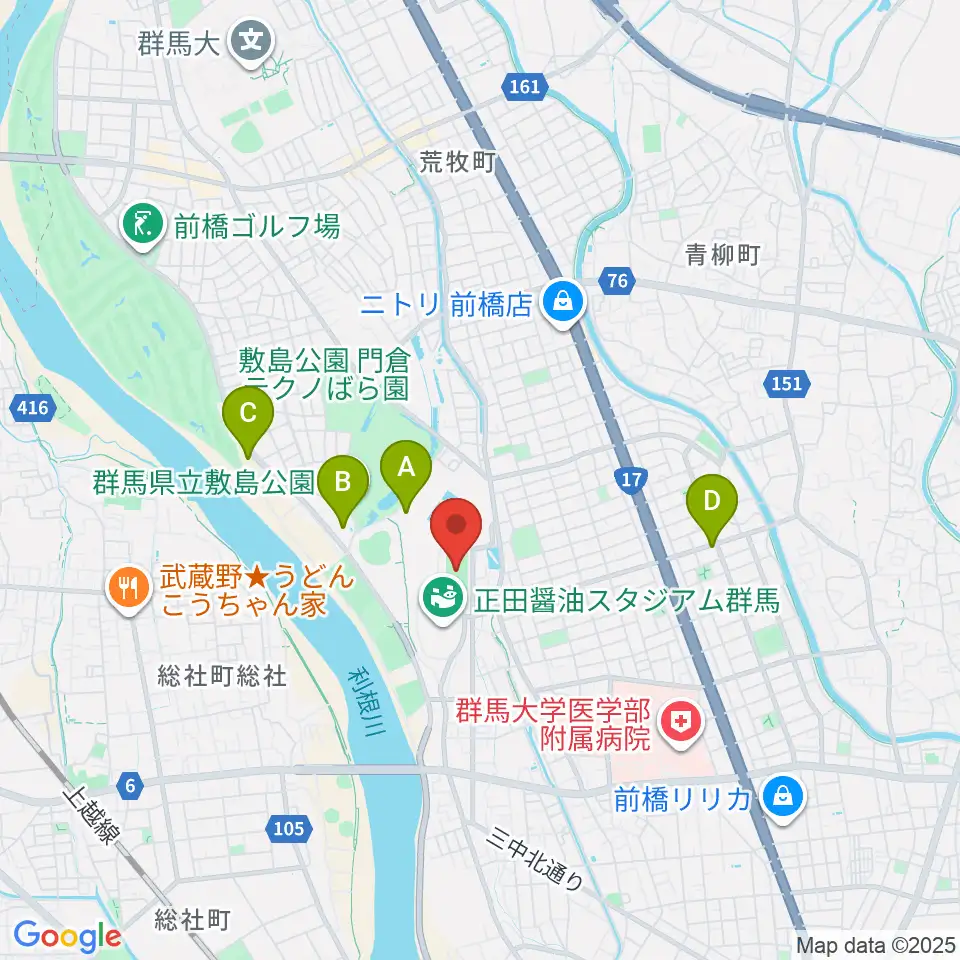 アースケア敷島サッカー・ラグビー場周辺のホテル一覧地図