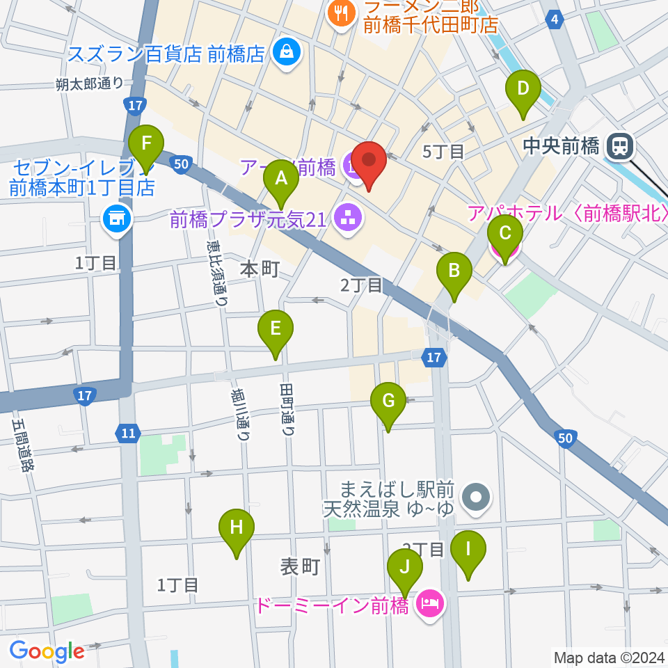 前橋シネマハウス周辺のホテル一覧地図