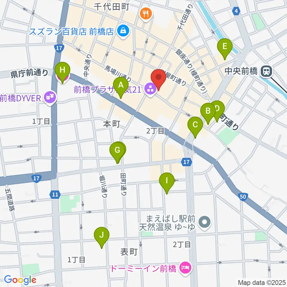 前橋シネマハウス周辺のホテル一覧地図