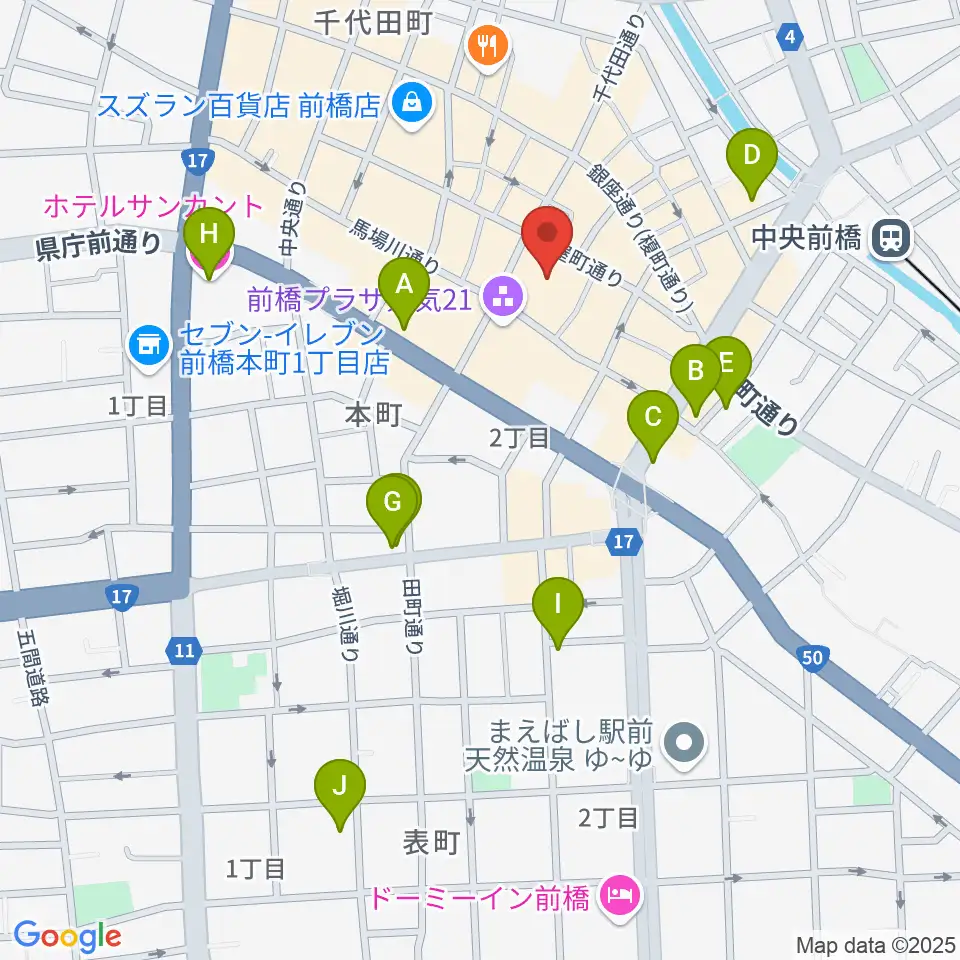アーツ前橋周辺のホテル一覧地図