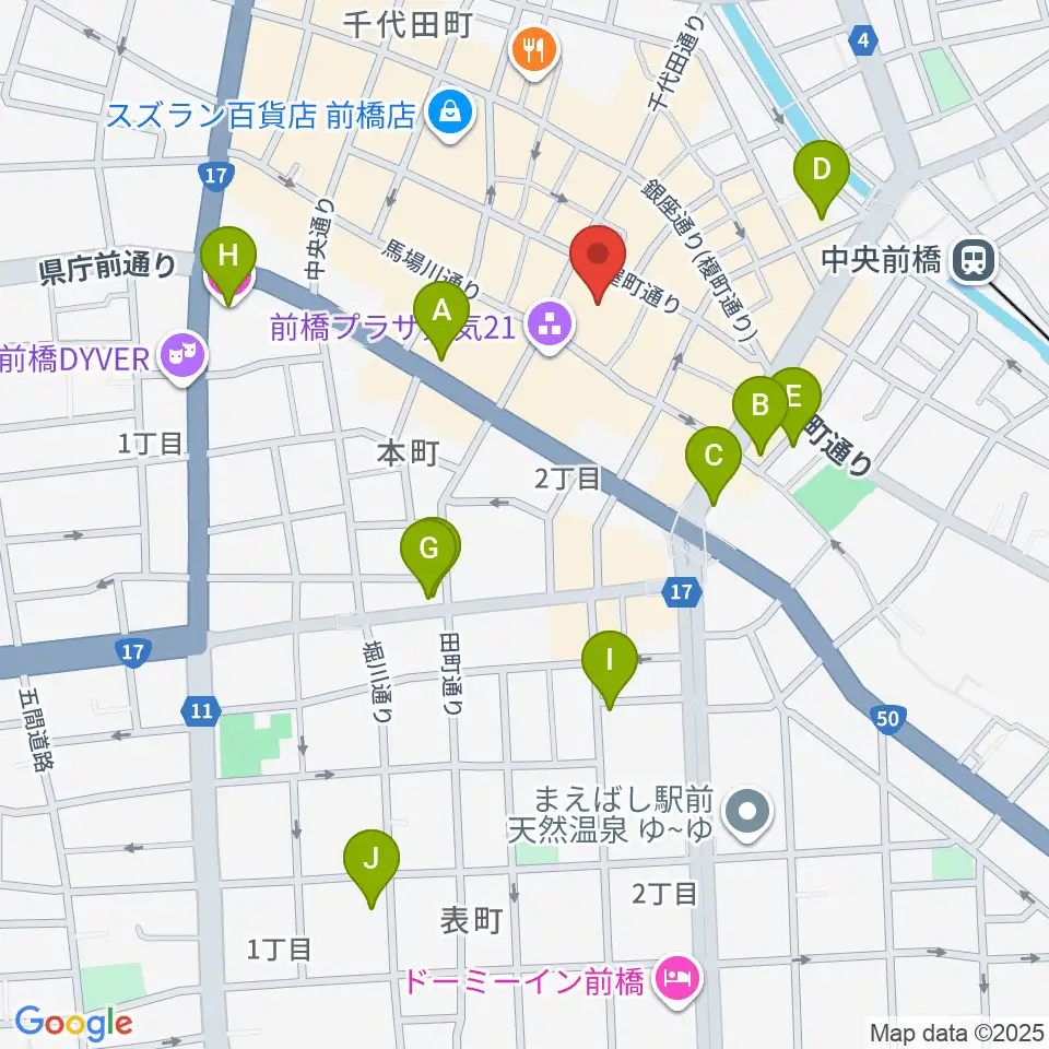 アーツ前橋周辺のホテル一覧地図