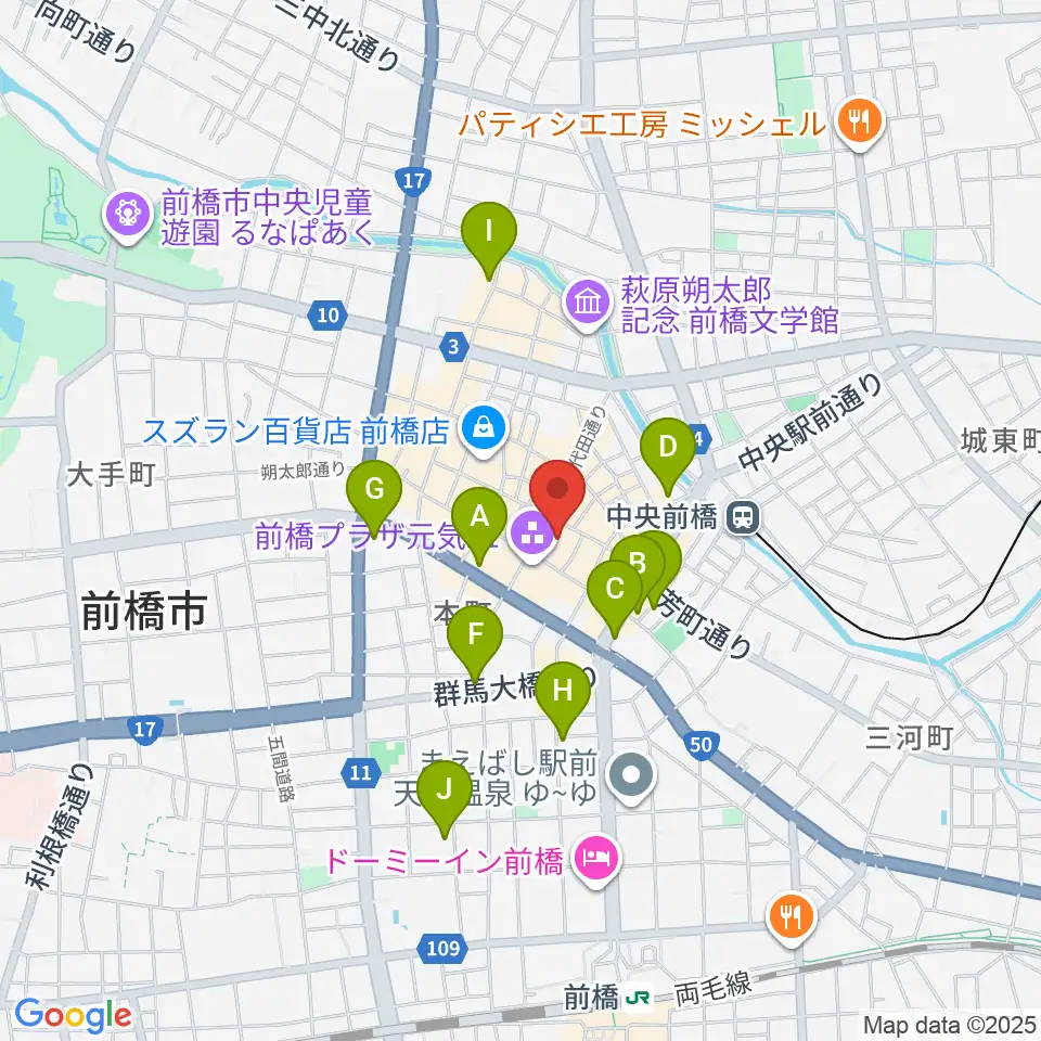アーツ前橋周辺のホテル一覧地図