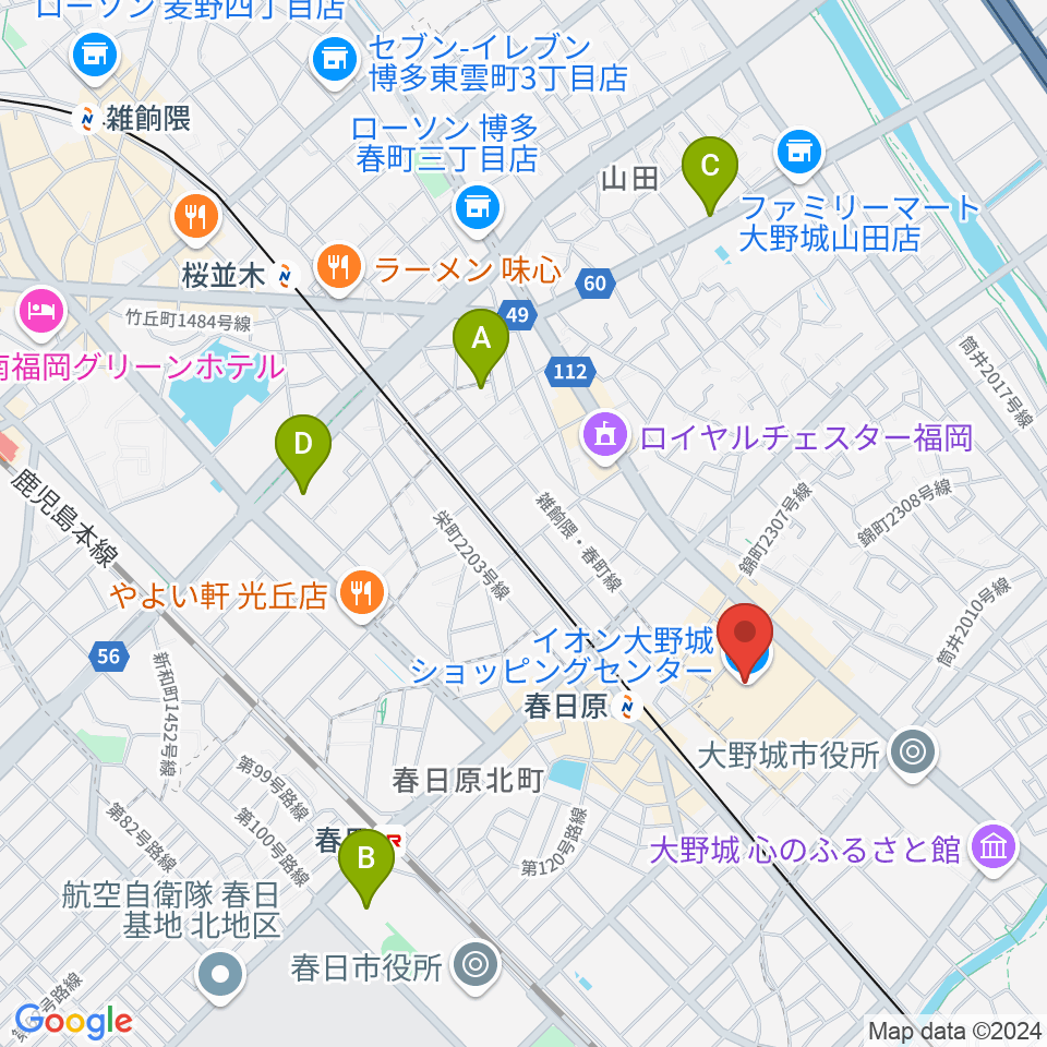 イオンシネマ大野城周辺のホテル一覧地図