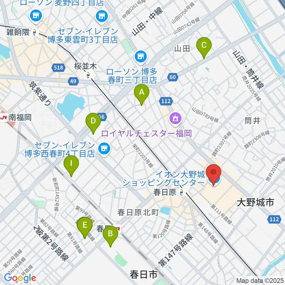 イオンシネマ大野城周辺のホテル一覧地図