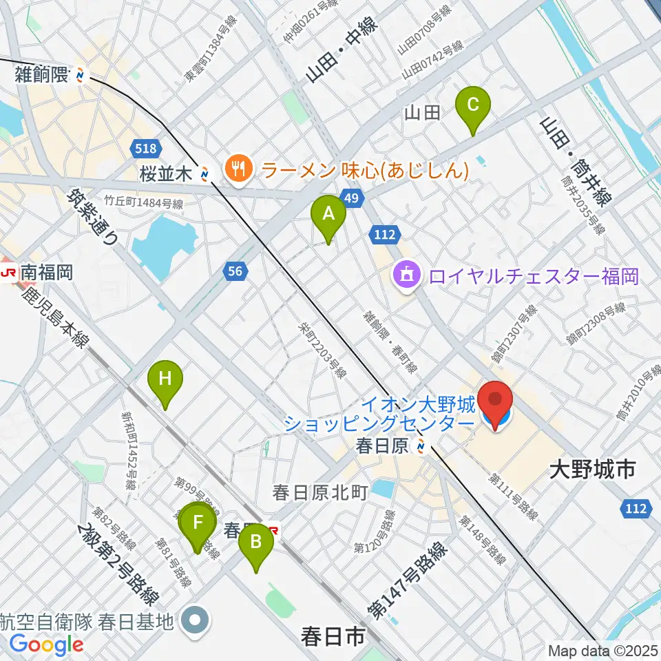 イオンシネマ大野城周辺のホテル一覧地図