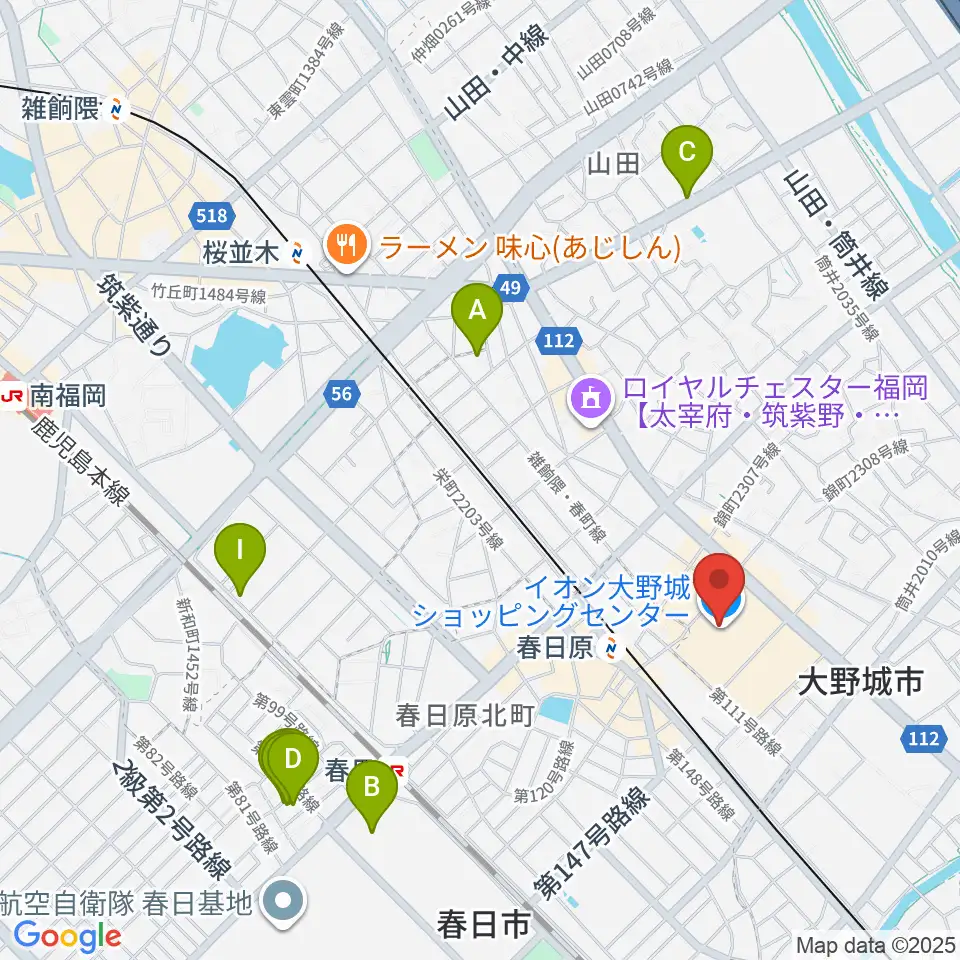 イオンシネマ大野城周辺のホテル一覧地図