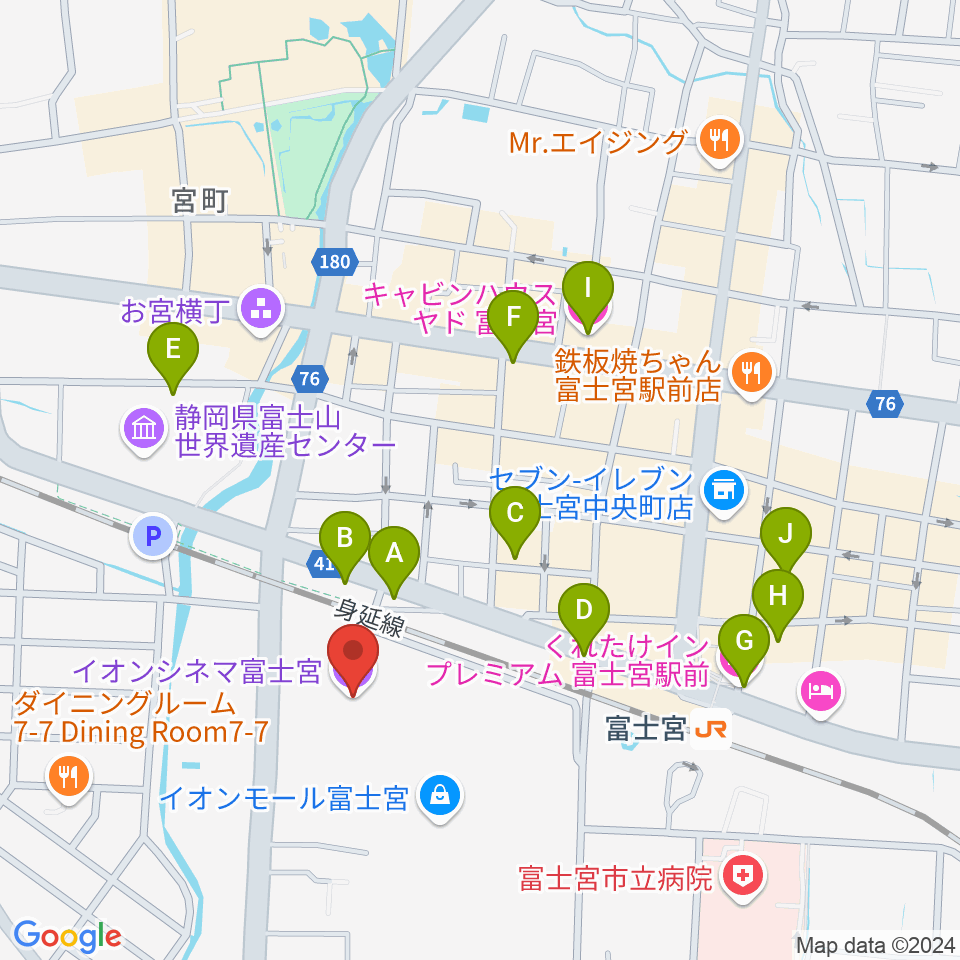 イオンシネマ富士宮周辺のホテル一覧地図