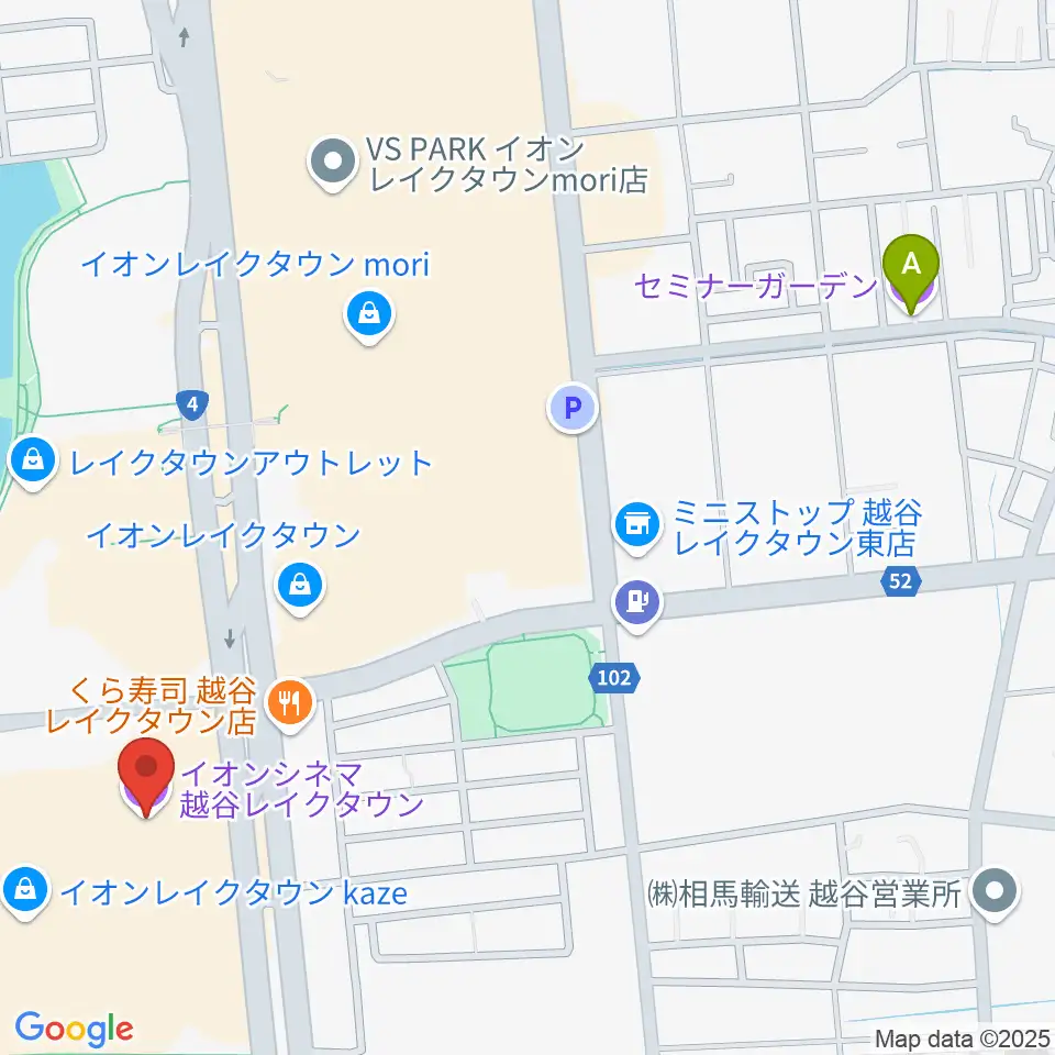 イオンシネマ越谷レイクタウン周辺のホテル一覧地図