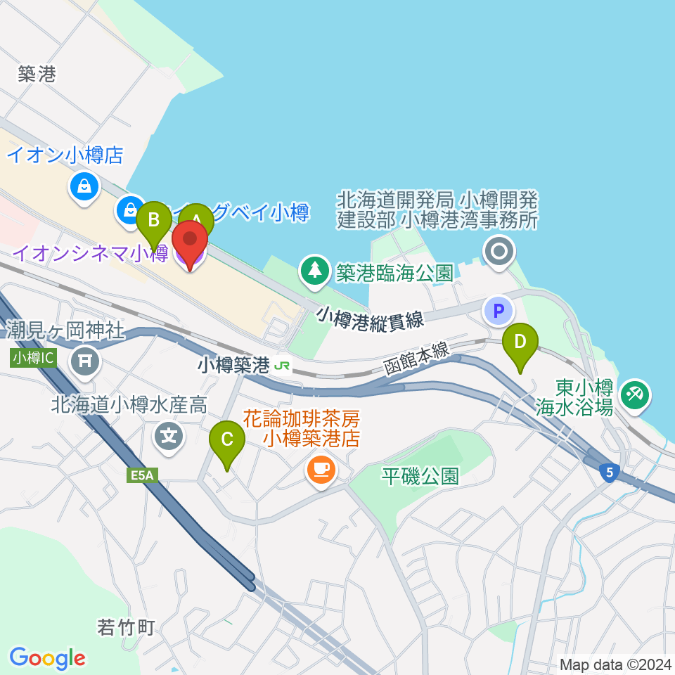 イオンシネマ小樽周辺のホテル一覧地図