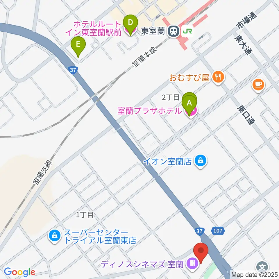 ディノスシネマズ室蘭周辺のホテル一覧地図