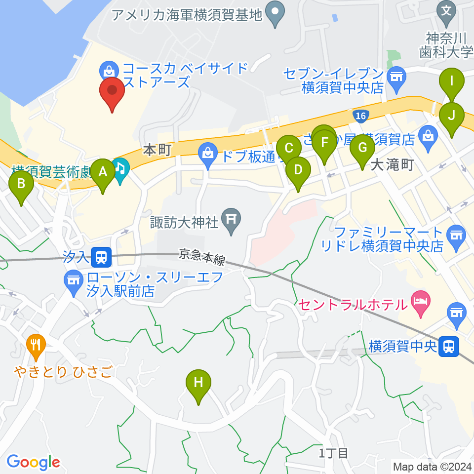 横須賀HUMAXシネマズ周辺のホテル一覧地図