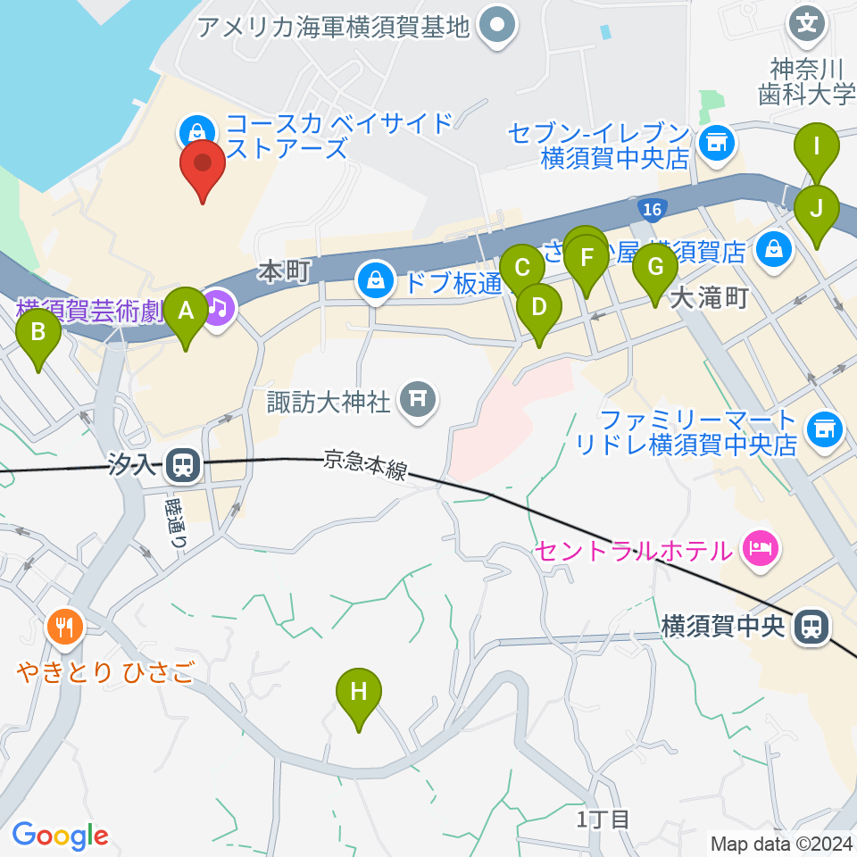 横須賀HUMAXシネマズ周辺のホテル一覧地図