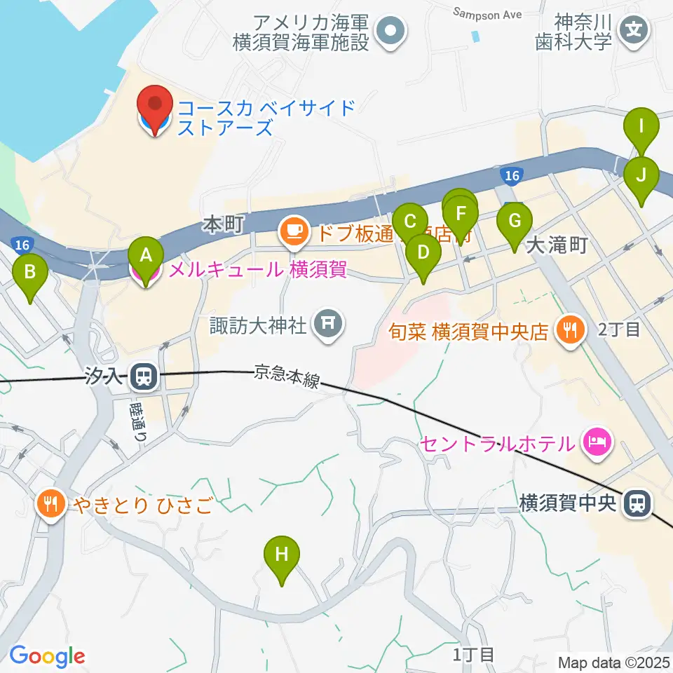 横須賀HUMAXシネマズ周辺のホテル一覧地図