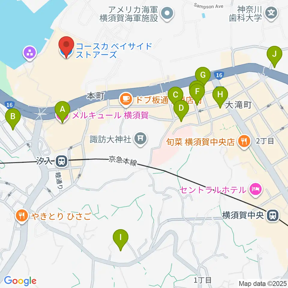 横須賀HUMAXシネマズ周辺のホテル一覧地図