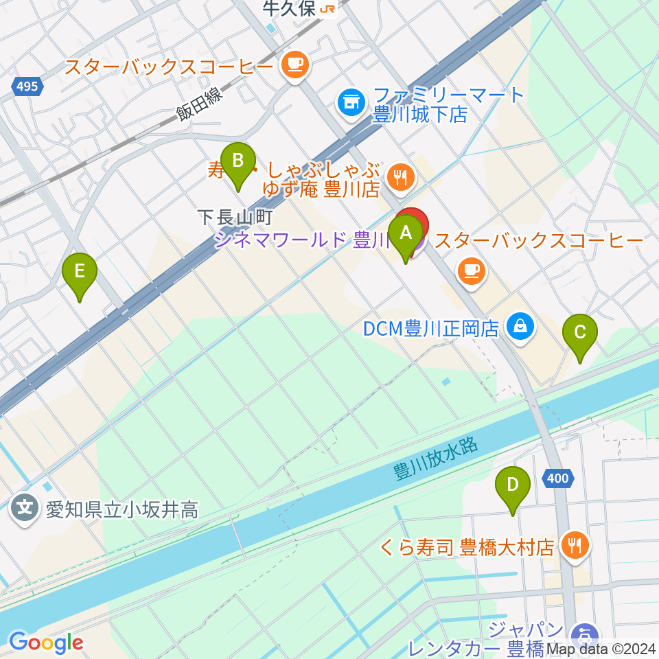 シネマワールド豊川周辺のホテル一覧地図