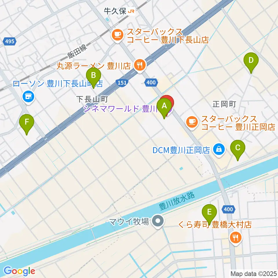 シネマワールド豊川周辺のホテル一覧地図