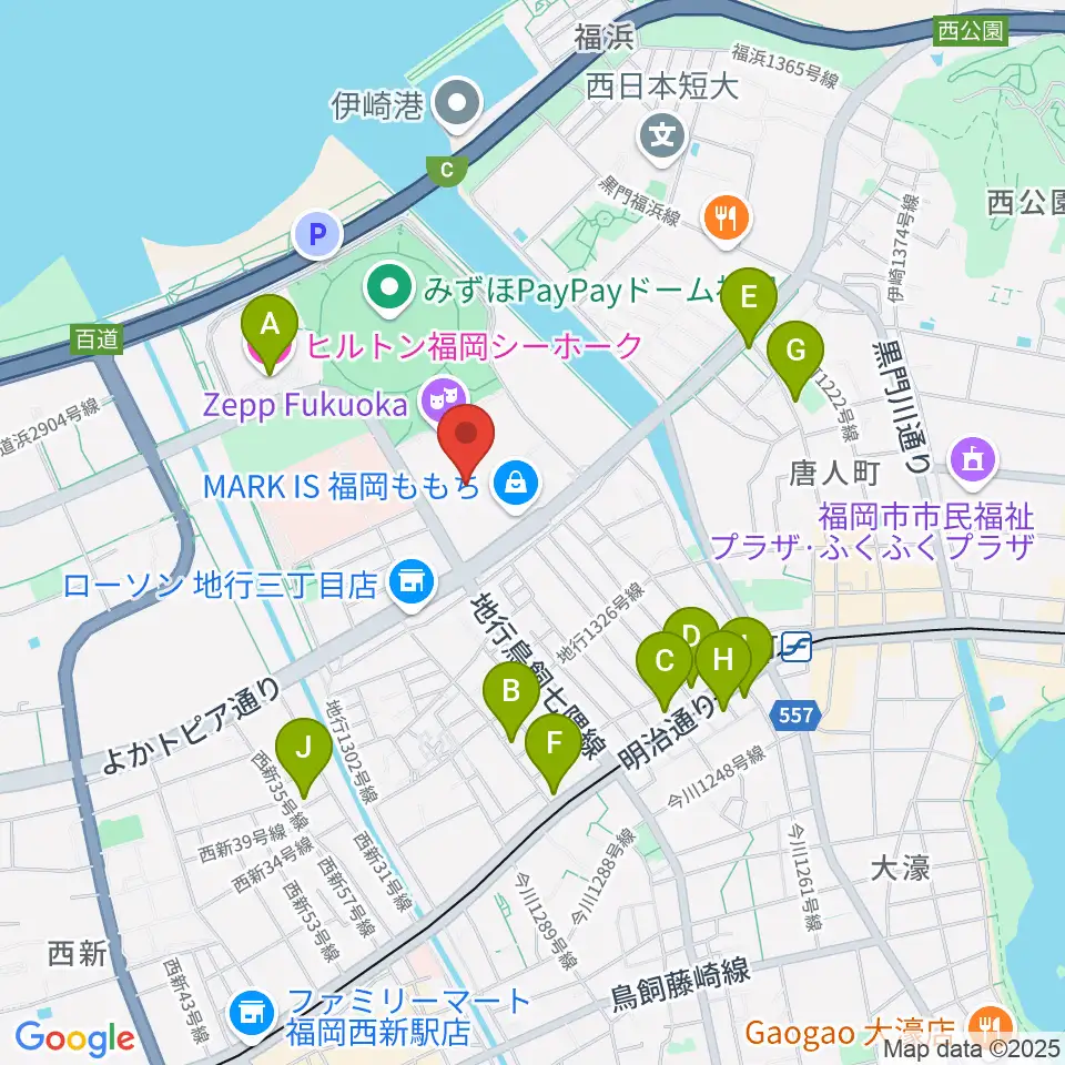 ユナイテッド・シネマ福岡ももち周辺のホテル一覧地図